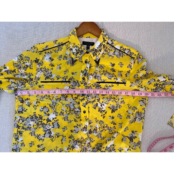 Rag & Bone Womens Yellow Floral Button-Down Shirt With Western Details XS - Picture 9 of 14